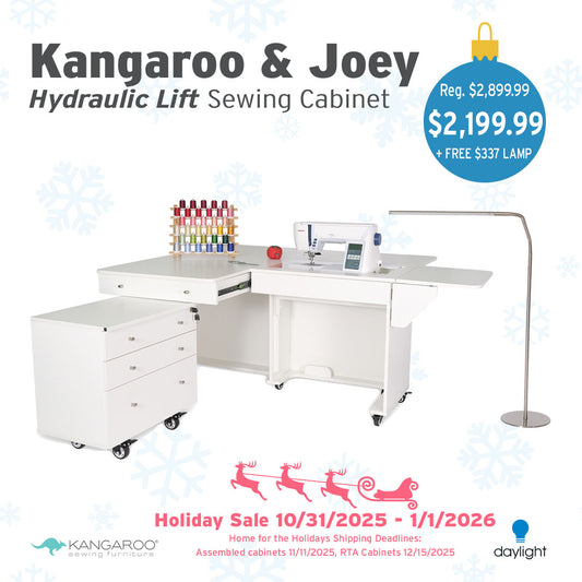 Kangaroo & Joey Sewing Cabinet with Hydraulic Lift ***Free Electric Lift Upgrade & Free Daylight Company Floor Lamp with Purchase through 1/1/26***