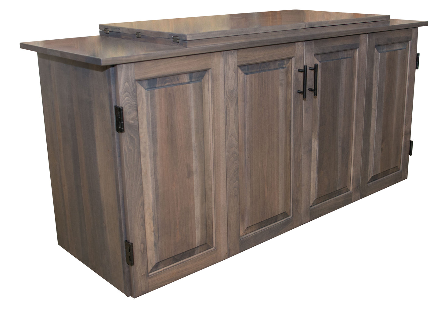 Flat Ridge Furniture 165A Sewing Cabinet with Serger and Extentions, closed. Amish