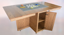 Flat Ridge Furniture Tall Cutting Board Table 157, open with door and shelf. Amish made