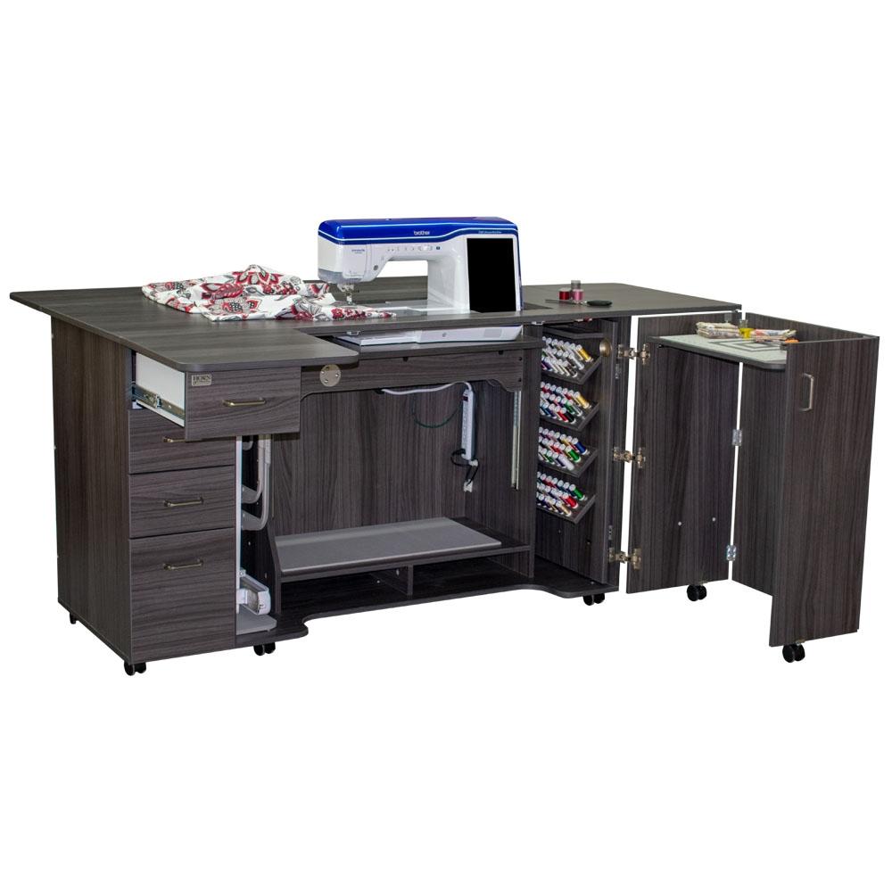 Horn 8479 Tall Combo Sewing / Quilting Cabinet Grey, front