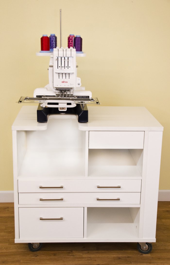 Joe Colombo 収納キャビネット ホワイト Kangaroo Ava J Embroidery Sewing Cabinet for Janome and Elna – She