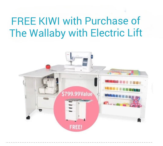Wallaby Dual Rail Electric Lift Sewing Cabinet **Free Kiwi with Purchase through September**
