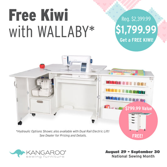Wallaby Sewing Cabinet with Hydraulic Lift **Free Kiwi with Purchase through September**