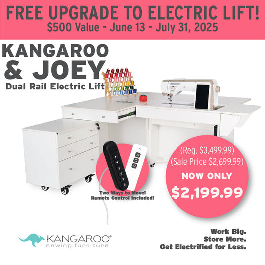 Kangaroo & Joey Sewing Cabinet with Hydraulic Lift *Free Electric Lift Upgrade through the end of July*