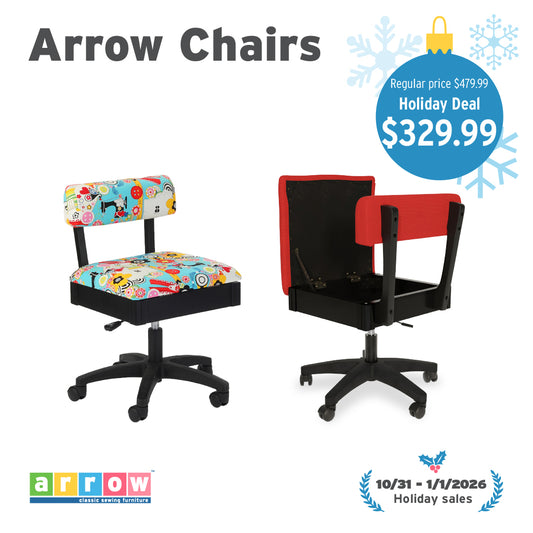 Arrow Adjustable Height Hydraulic Chairs for Sewing and Crafts ***Sale through 1/1/26***