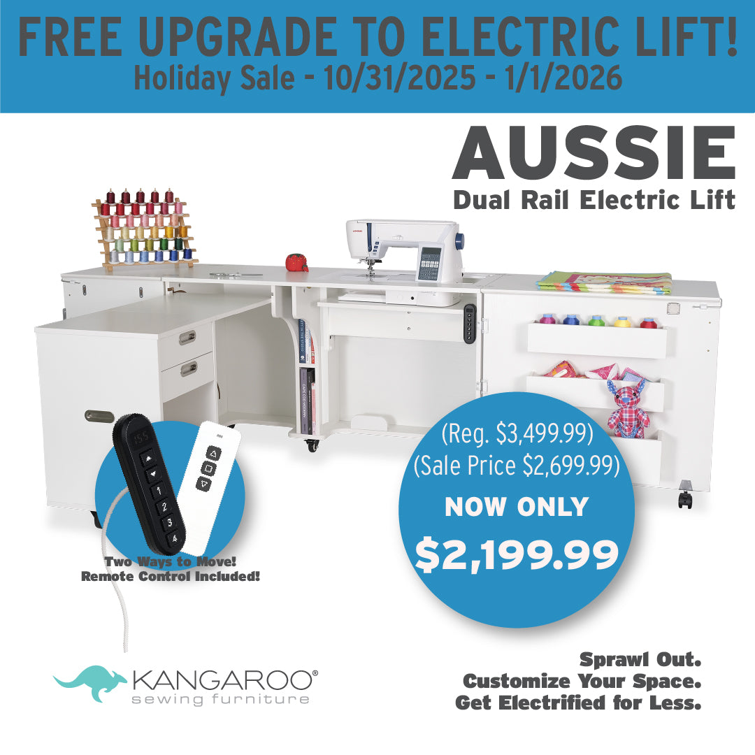 Aussie Sewing Cabinet with Hydraulic Lift ***Free Electric Lift Upgrade & Free Daylight Company Floor Lamp with Purchase through January 1, 2026***