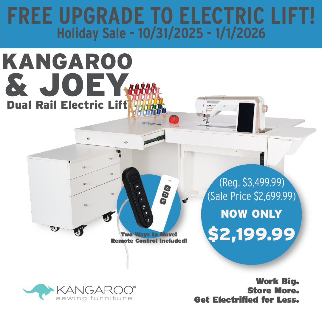 Kangaroo & Joey Sewing Cabinet with Hydraulic Lift ***Free Electric Lift Upgrade & Free Daylight Company Floor Lamp with Purchase through 1/1/26***