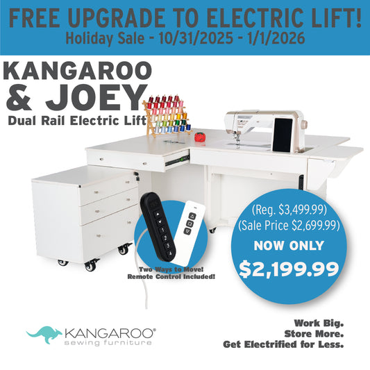 Kangaroo & Joey Sewing Cabinet with Hydraulic Lift ***Free Electric Lift Upgrade & Free Daylight Company Floor Lamp with Purchase through 1/1/26***