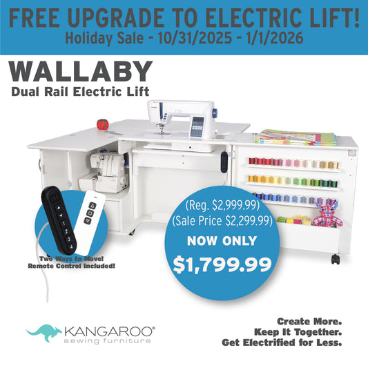 Wallaby Sewing Cabinet with Hydraulic Lift ***Free Electric Lift Upgrade & Free Daylight Company Floor Lamp with Purchase through 1/1/26***