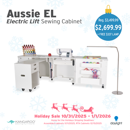 Aussie Dual Rail Electric Sewing Cabinet ***Free Daylight Company Floor Lamp with Purchase through 1/1/26***