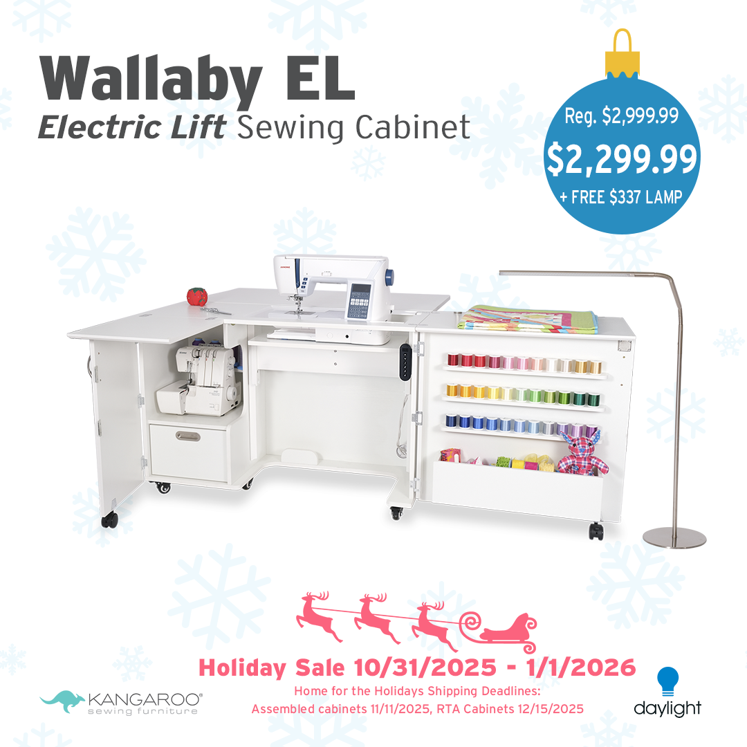 Wallaby Dual Rail Electric Lift Sewing Cabinet ***Free Daylight Company Floor Lamp with Purchase through 1/1/26***