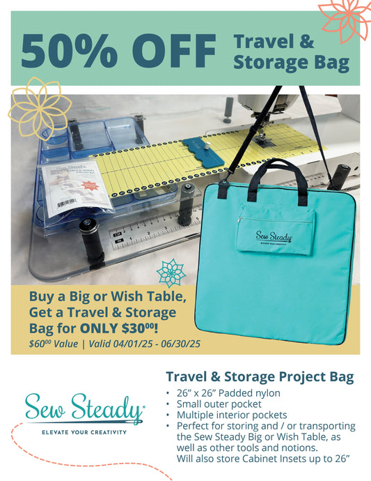 Sew Steady Big 24" x 24" Portable Sewing Table * Special Offer * Half Price Travel Bag with Purchase
