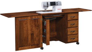 Timberside Woodworking 103-SD Single Door Sewing Cabinet Open