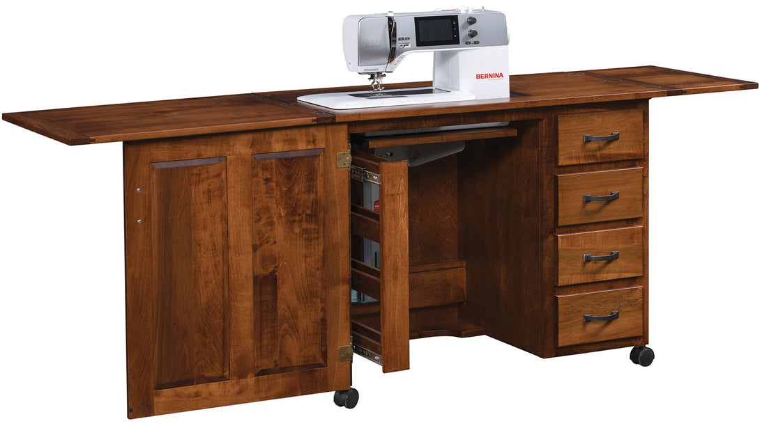 Timberside Woodworking 103-SD Single Door Sewing Cabinet Open