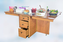 Flat Ridge Furniture Short Cutting Board Table 164, open, drawer side