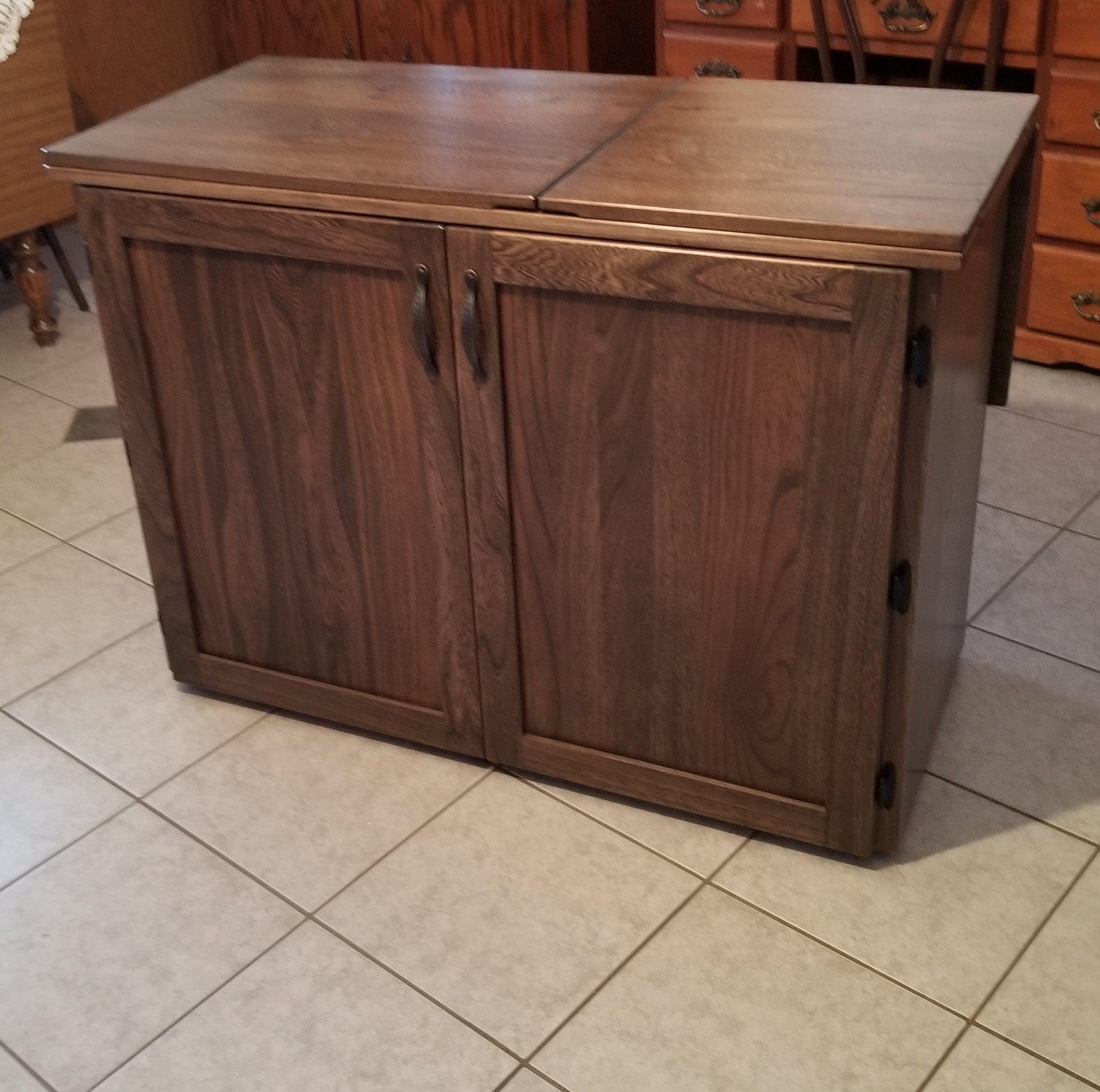 Compact Sewing Machine Cabinet, Amish Solid Wood