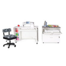MOD XL Hydraulic Sewing  Cabinet with Embroidery Storage Cabinet & Hydraulic Chair Bundle