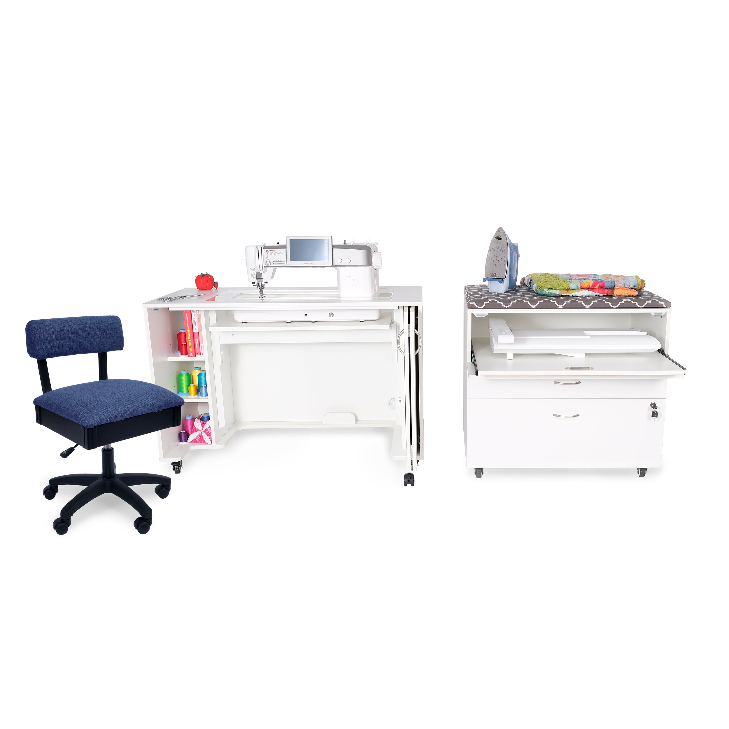 MOD XL Hydraulic Sewing Cabinet with Embroidery Storage Cabinet