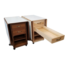 Elegance in Wood Cutting Table, Walnut and Hickory, slide-out open