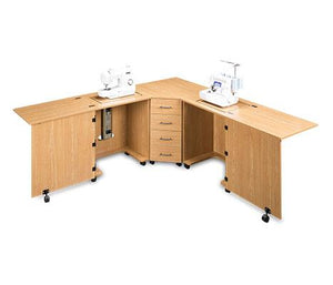 L shaped sewing shop desk